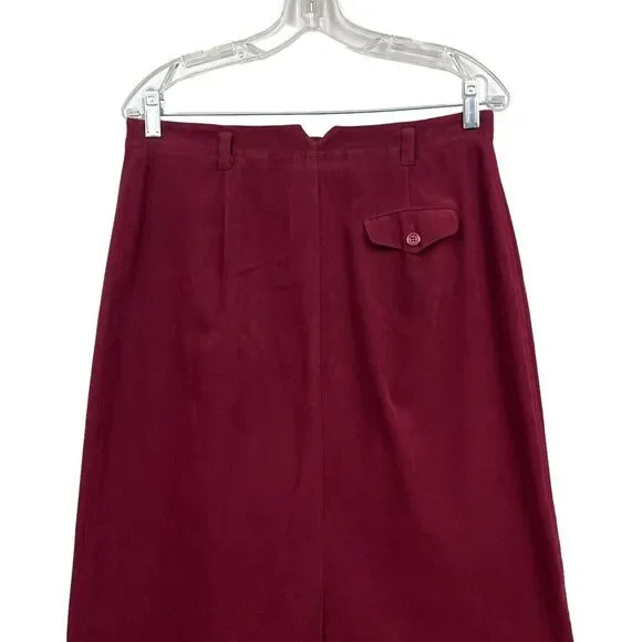 Talbots Womens 2pc Blazer Jacket and Skirt Faux Suede Button Long Sleeve Red M*